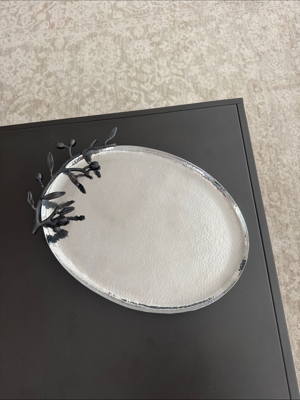 Michael Aram Oval Serving Plate with Black Olive Branch Accent